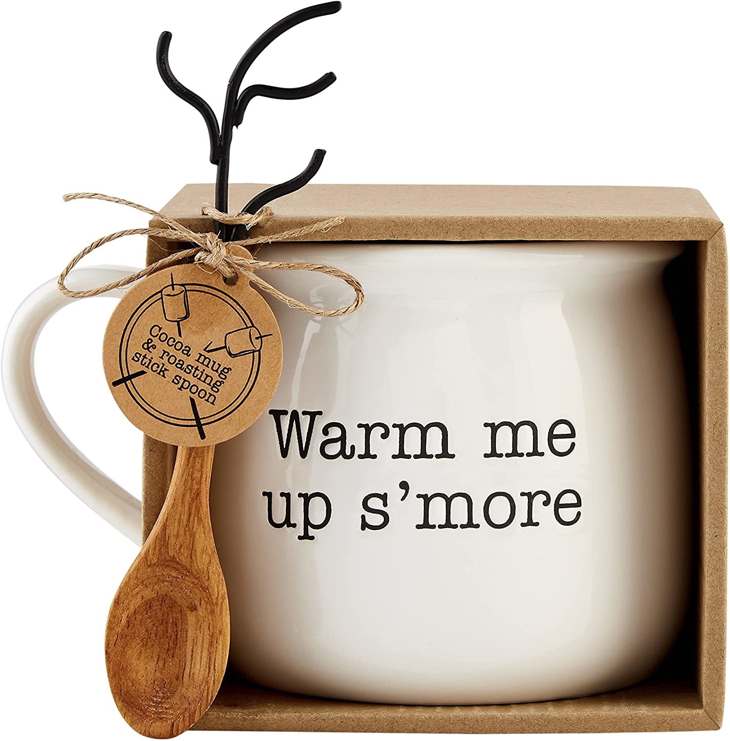 Mud Pie Warm Me Up S'More Cocoa Mug Set W Roasting Stick Spoon Digs N