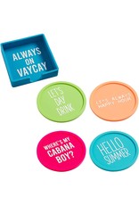 Mud Pie Pool Silicone Coasters Set of 4 Assorted Sayings