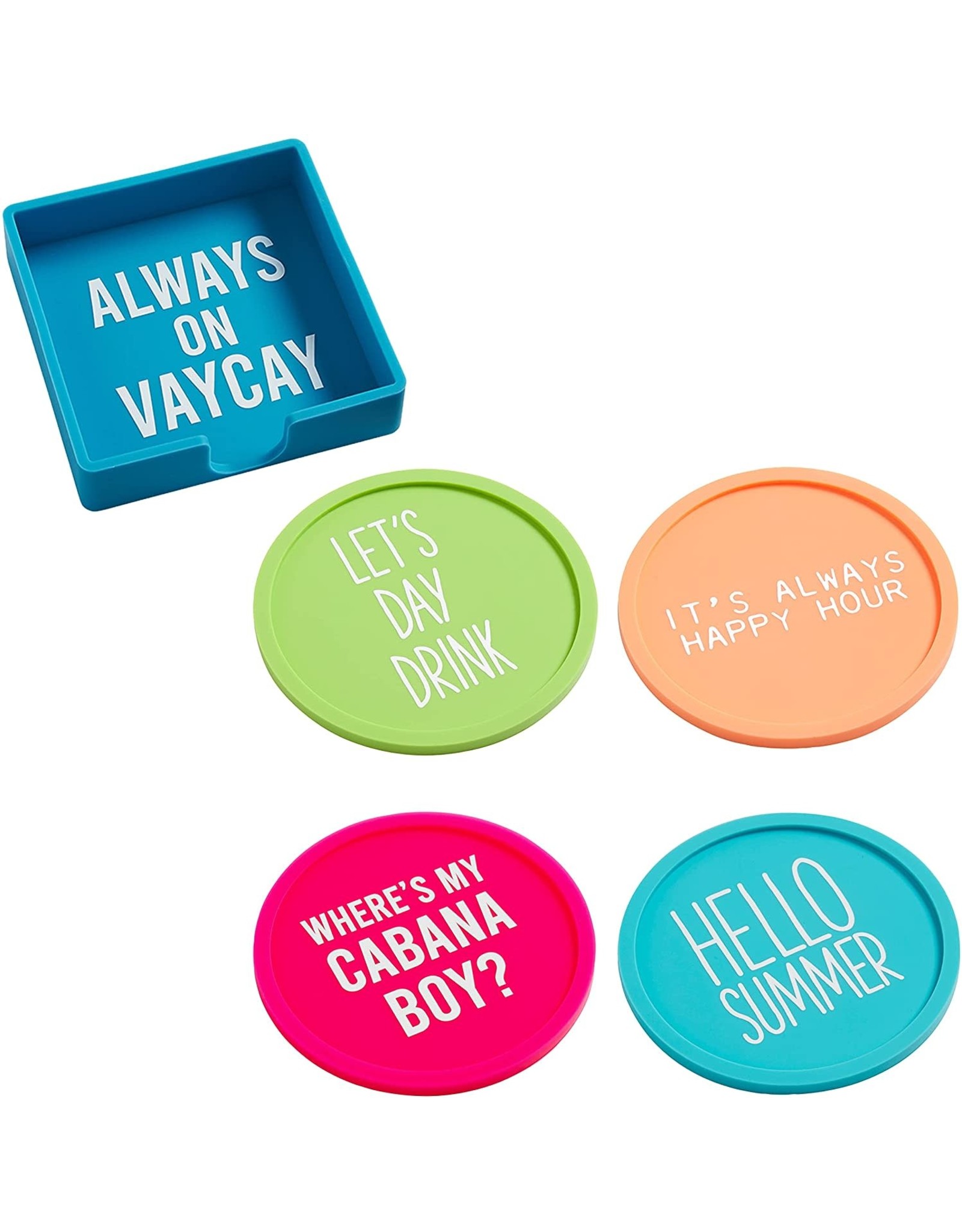 Mud Pie Pool Silicone Coasters Set of 4 Assorted Sayings