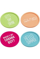 Mud Pie Pool Silicone Coasters Set of 4 Assorted Sayings