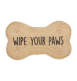 Mud Pie Wipe Your Paws Jute Door Mat Dog Bone Shaped Mat