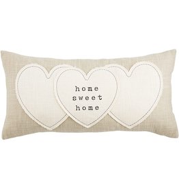 Mud Pie Home Sweet Home Pillow 10x20 Inch Heart Applique Pillow