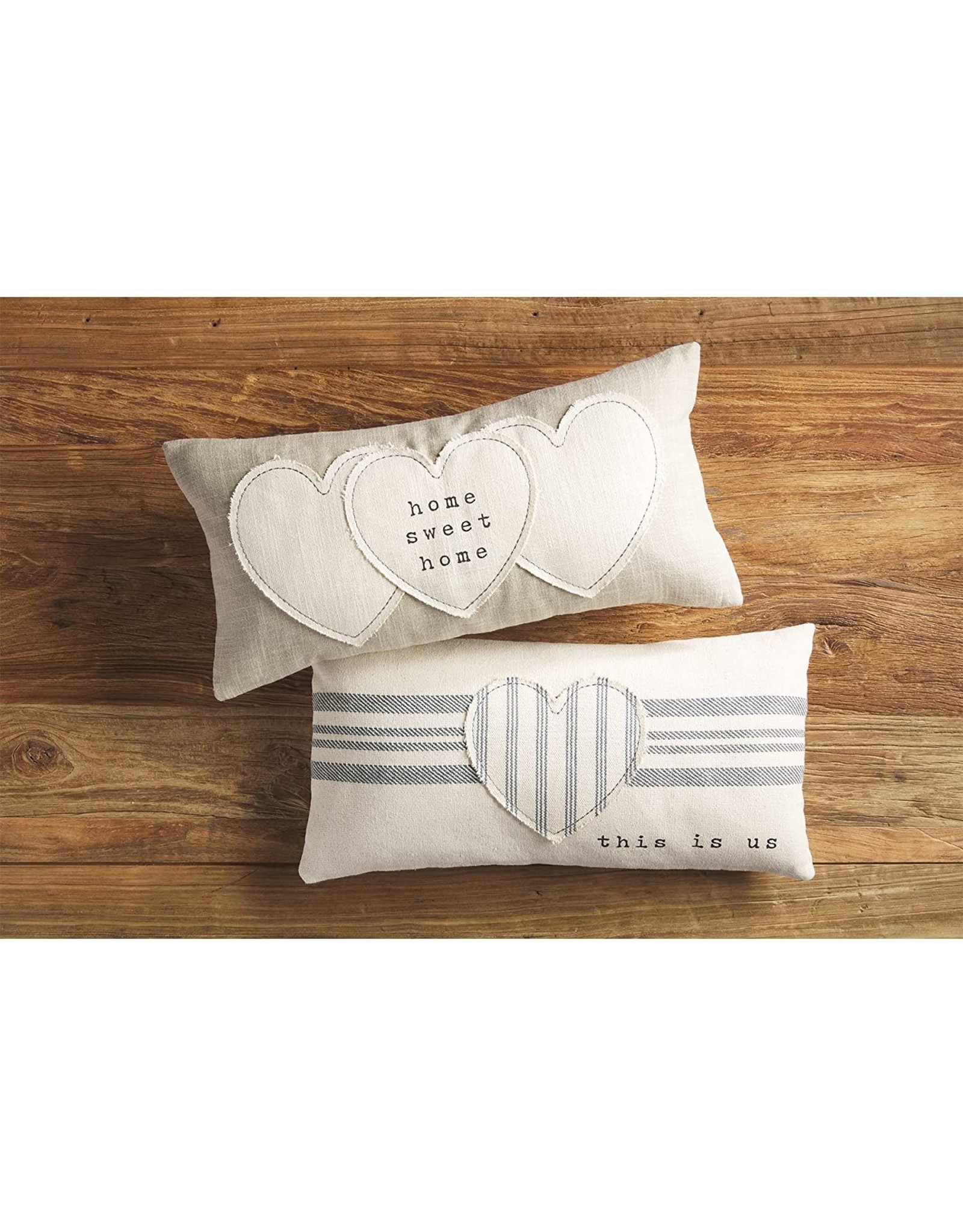 Mud Pie This Is Us Pillow 10x20 Inch Heart Applique Pillow