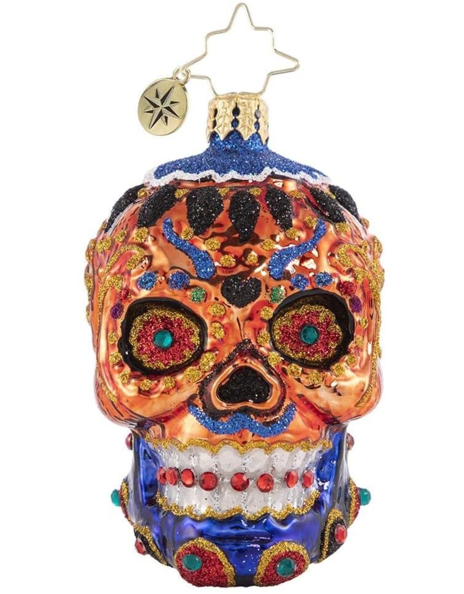 Christopher Radko Colorful Calavera Skull Day Of The Dead Gem Ornament