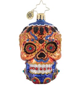 Christopher Radko Colorful Calavera Skull Day Of The Dead Gem Ornament