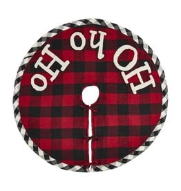 Mud Pie Ho Ho Ho Buffalo Plaid Christmas Tree Skirt 54 Inch