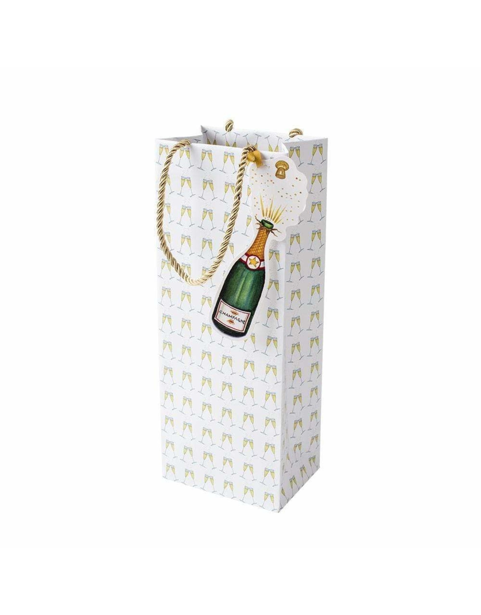 Caspari Bubbly Wine And Bottle Gift Bag Champagne Bottle And Glasses