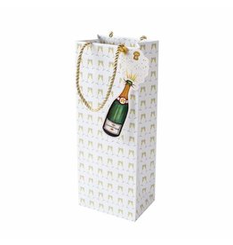 Caspari Bubbly Wine And Bottle Gift Bag Champagne Bottle And Glasses