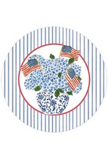 Caspari Paper Salad-Dessert Plates 8pk Flags And Hydrangeas