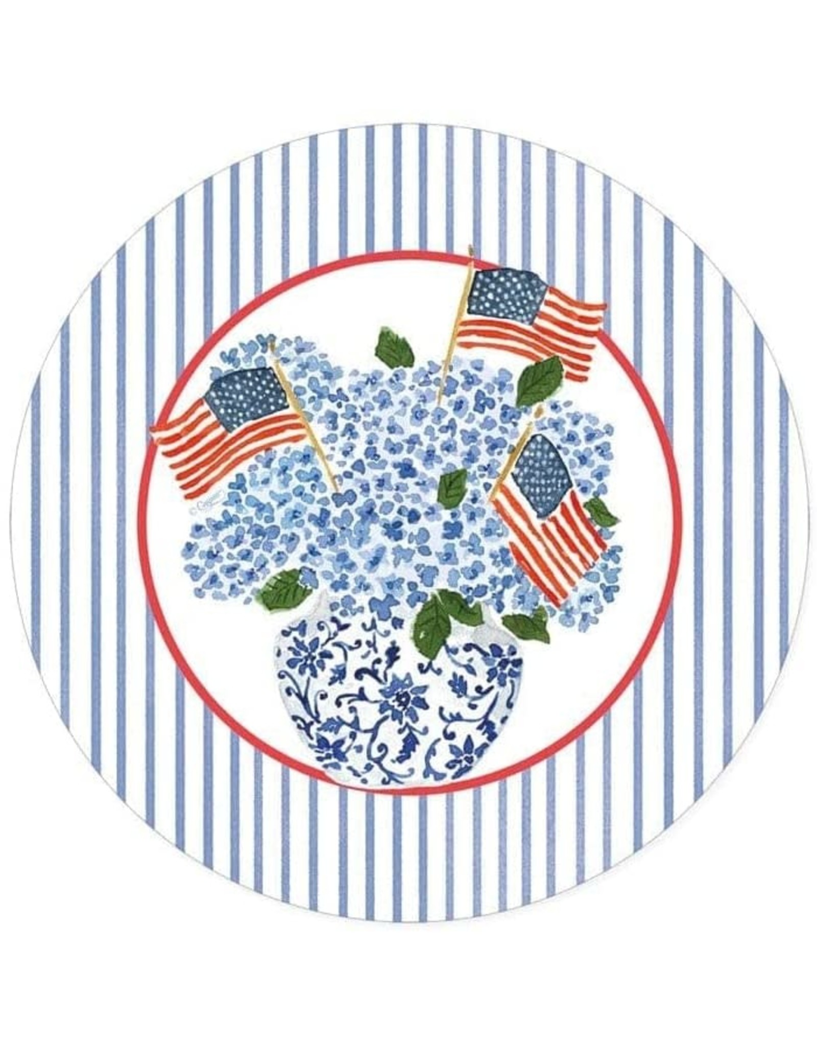 Caspari Paper Salad-Dessert Plates 8pk Flags And Hydrangeas