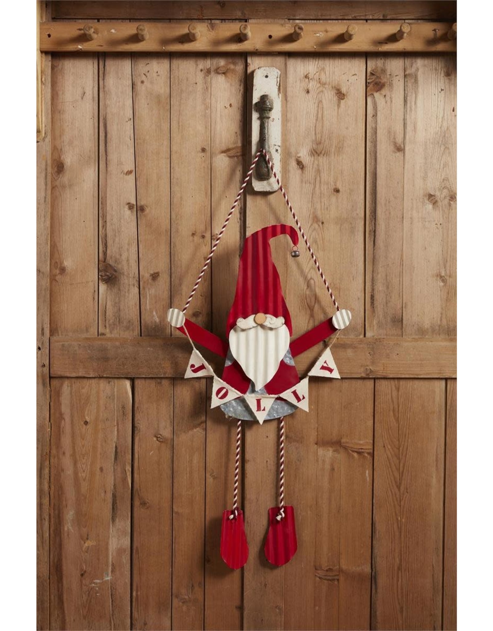 Mud Pie Tin Gnome With Dangle Legs Christmas Door Hanger 35x20 Inch