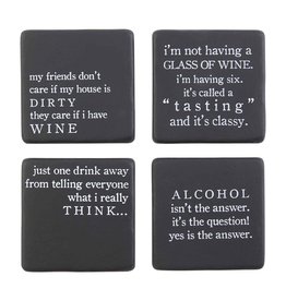 Mud Pie Funny Wine Humor Coasters Set of 4 Assorted - Tasting