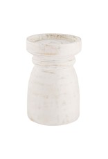 Mud Pie White Washed Wood Candle Holder 6 Inch