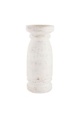 Mud Pie White Washed Wood Candle Holder 10 Inch