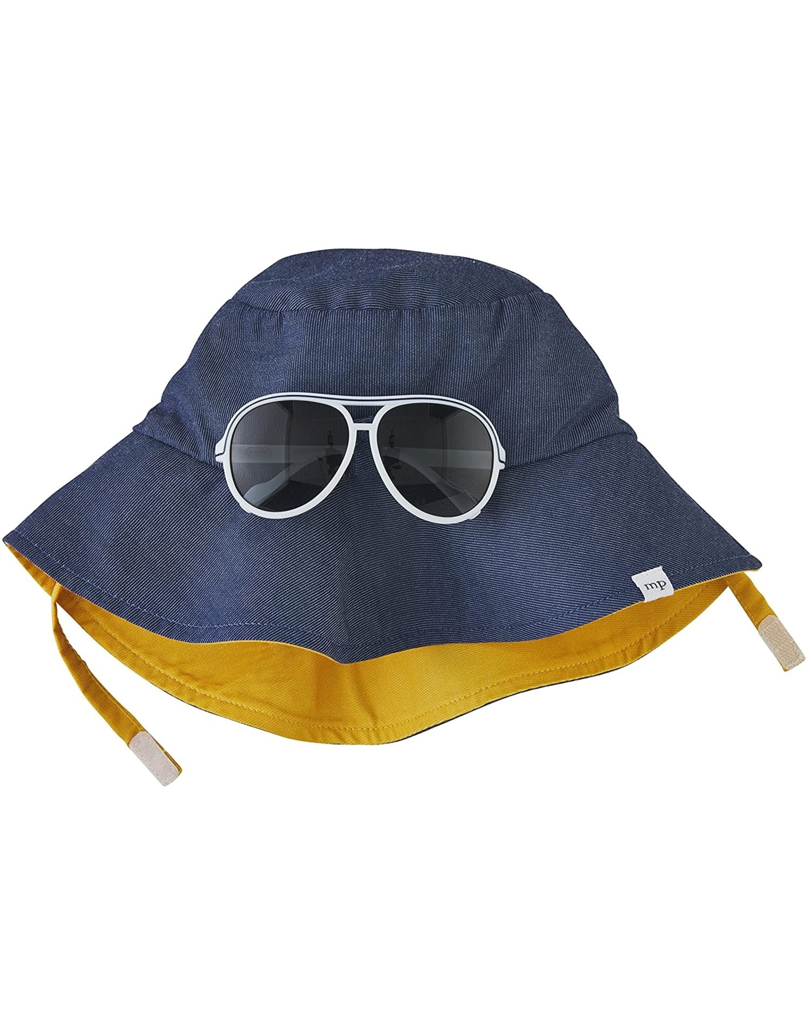 Mud Pie Toddler Navy Blue Bucket Sun Hat and Sunglass Set