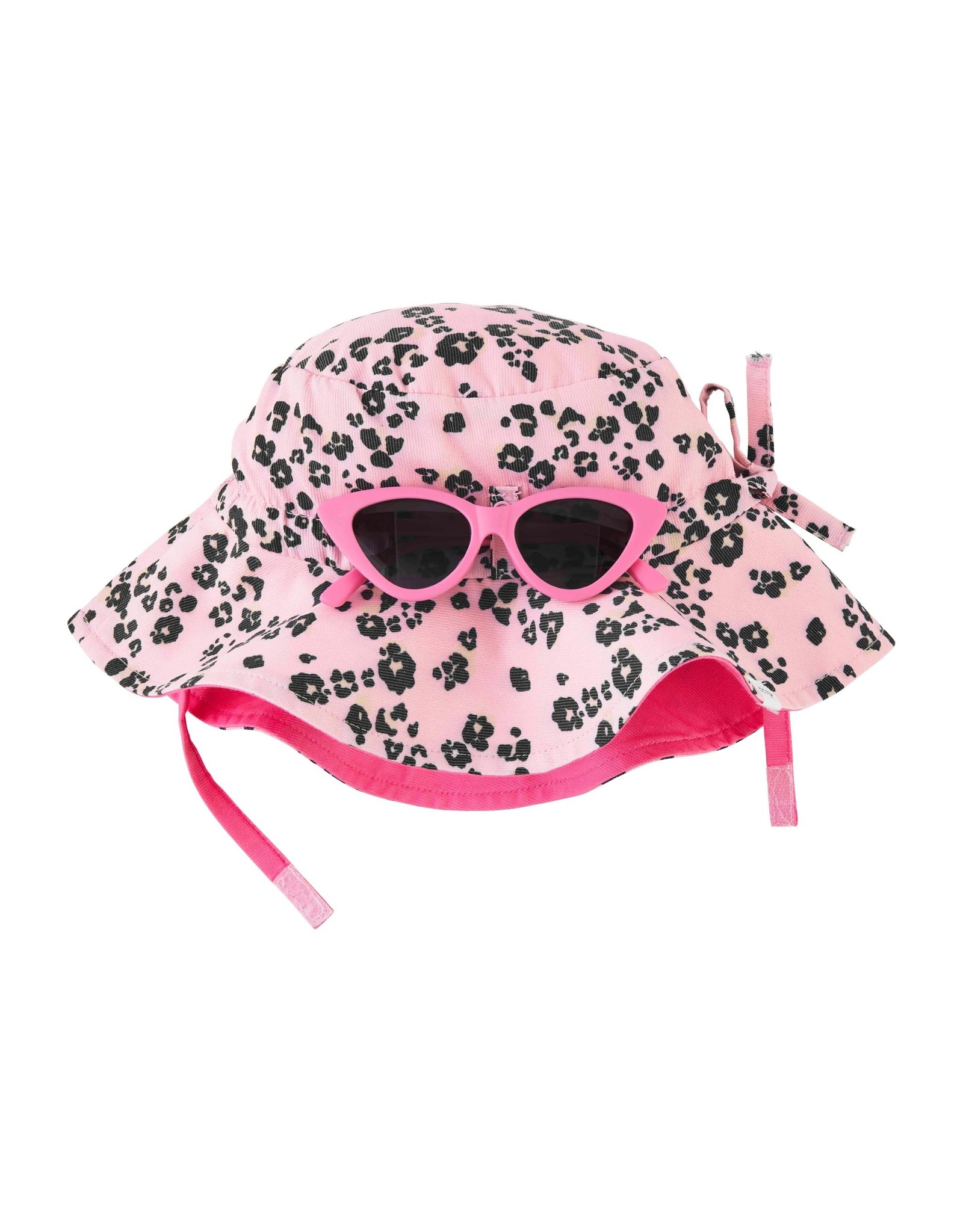 Mud Pie Toddler Pink Leopard Sun Hat and Sunglass Set