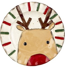 Mud Pie Christmas Reindeer Farm Salad Plate Set