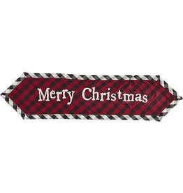 Mud Pie Christmas Table Runner 18x72 Inch Red Check w Merry Christmas