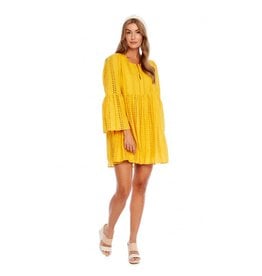 Mud Pie Women's Raylee Eyelet Dress In Mustard Medium Size