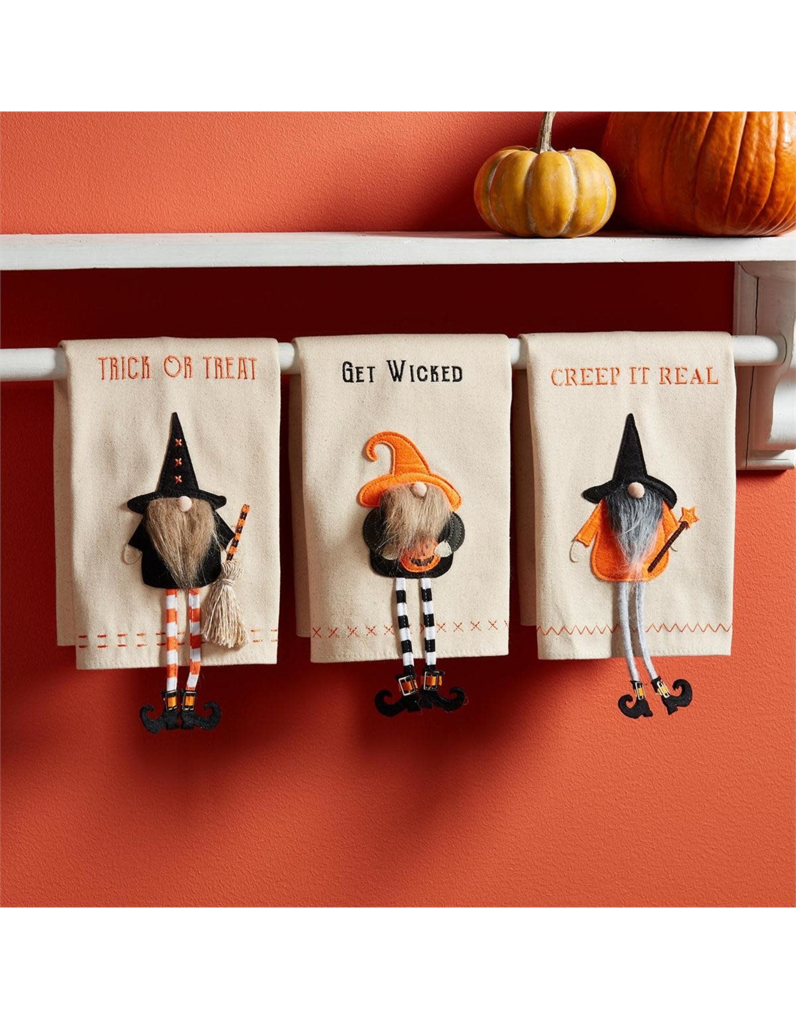 Mud Pie Halloween Gnome Dangle Legs Towel - Trick Or Treat