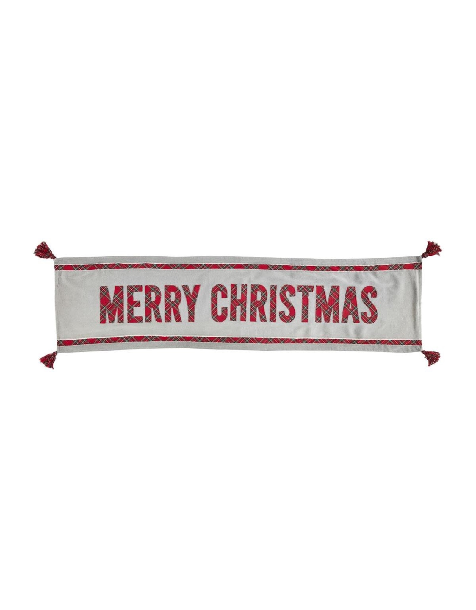 Mud Pie Christmas Table Runner Reversible W Merry Christmas Applique