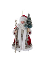 Kurt Adler Fabriche Regal Santa Ornament W Staff n Christmas Tree 6.5”
