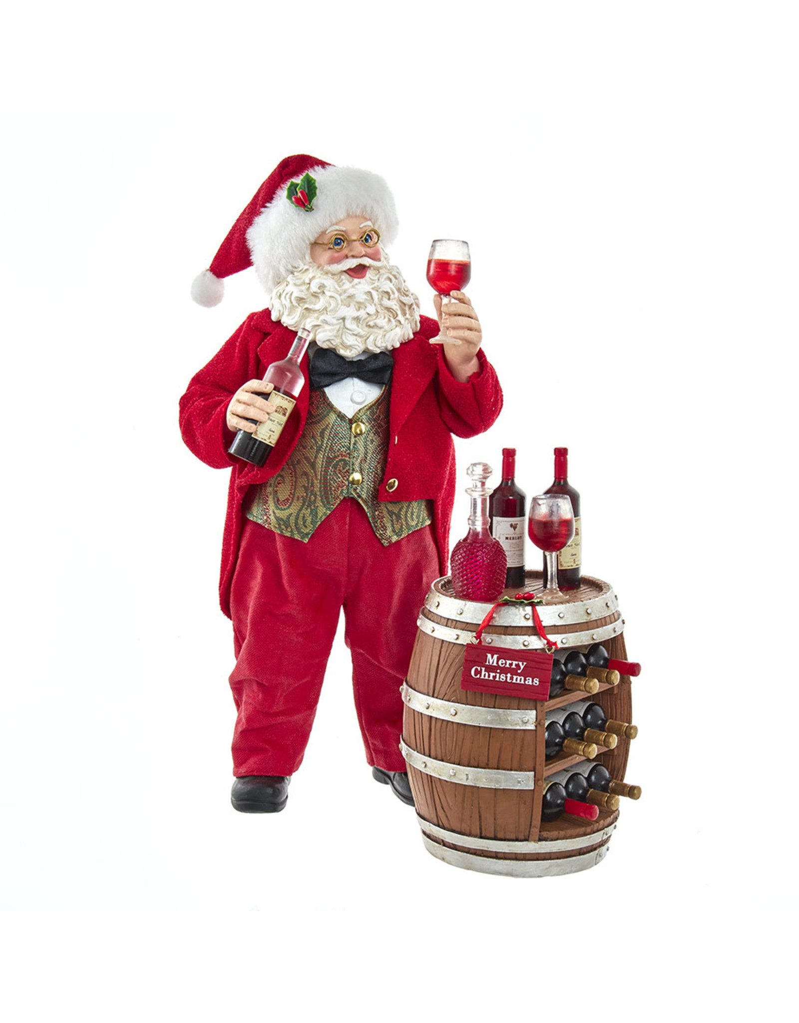 Kurt Adler Fabriche Wine Tasting Santa Table Piece 10.5 Inch