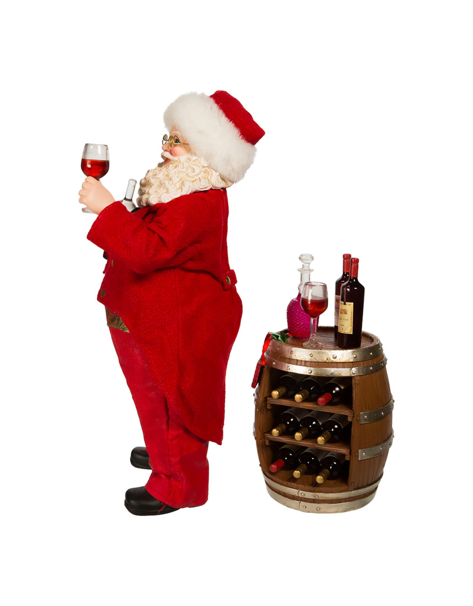 Kurt Adler Fabriche Wine Tasting Santa Table Piece 10.5 Inch