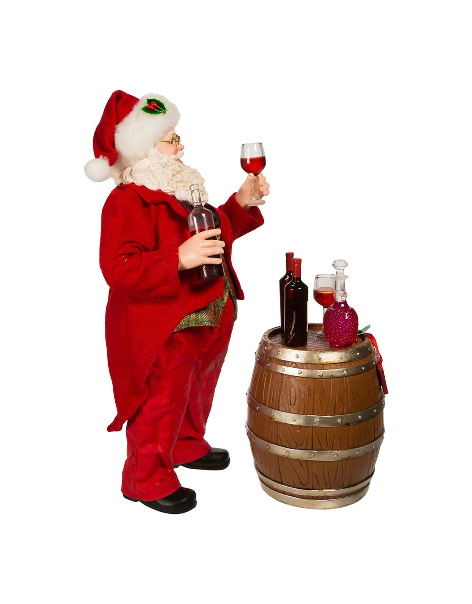 Kurt Adler Fabriche Wine Tasting Santa Table Piece 10.5 Inch