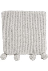 Mud Pie Gray Chenille Pom Pom Blanket 50x60 Inches