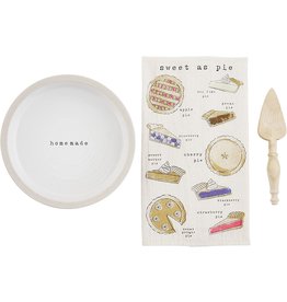 Mud Pie Boxed Pie Plate Set With Flour Sack Towel And Server