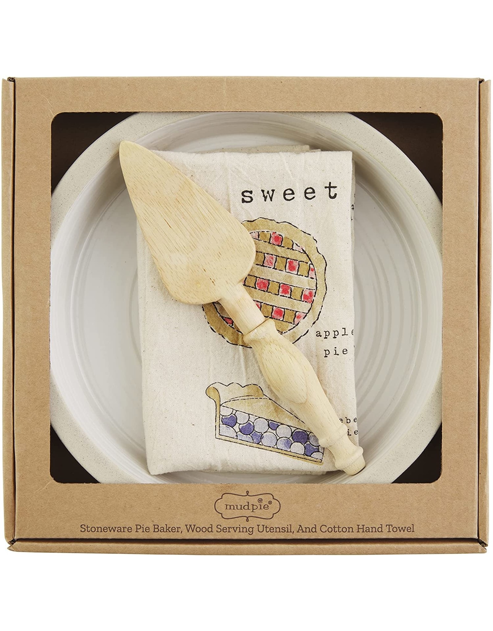 Mud Pie Boxed Pie Plate Set With Flour Sack Towel And Server