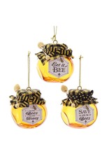 Kurt Adler Glass Honey Jar With Sayings Ornaments 3 Assorted