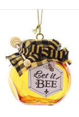 Kurt Adler Glass Honey Jar Ornament W Saying Let It Bee