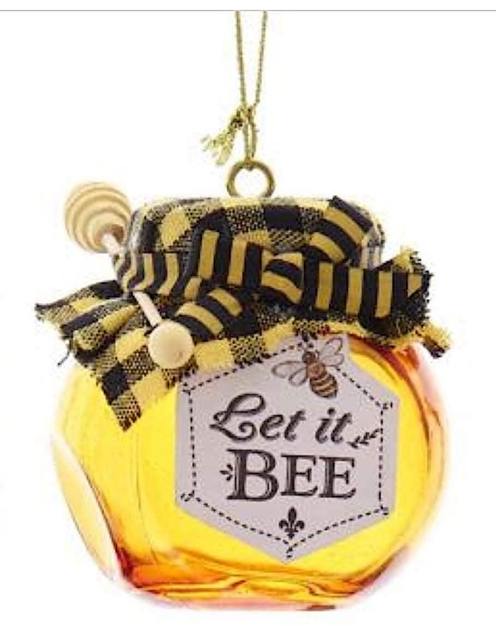Kurt Adler Glass Honey Jar Ornament W Saying Let It Bee