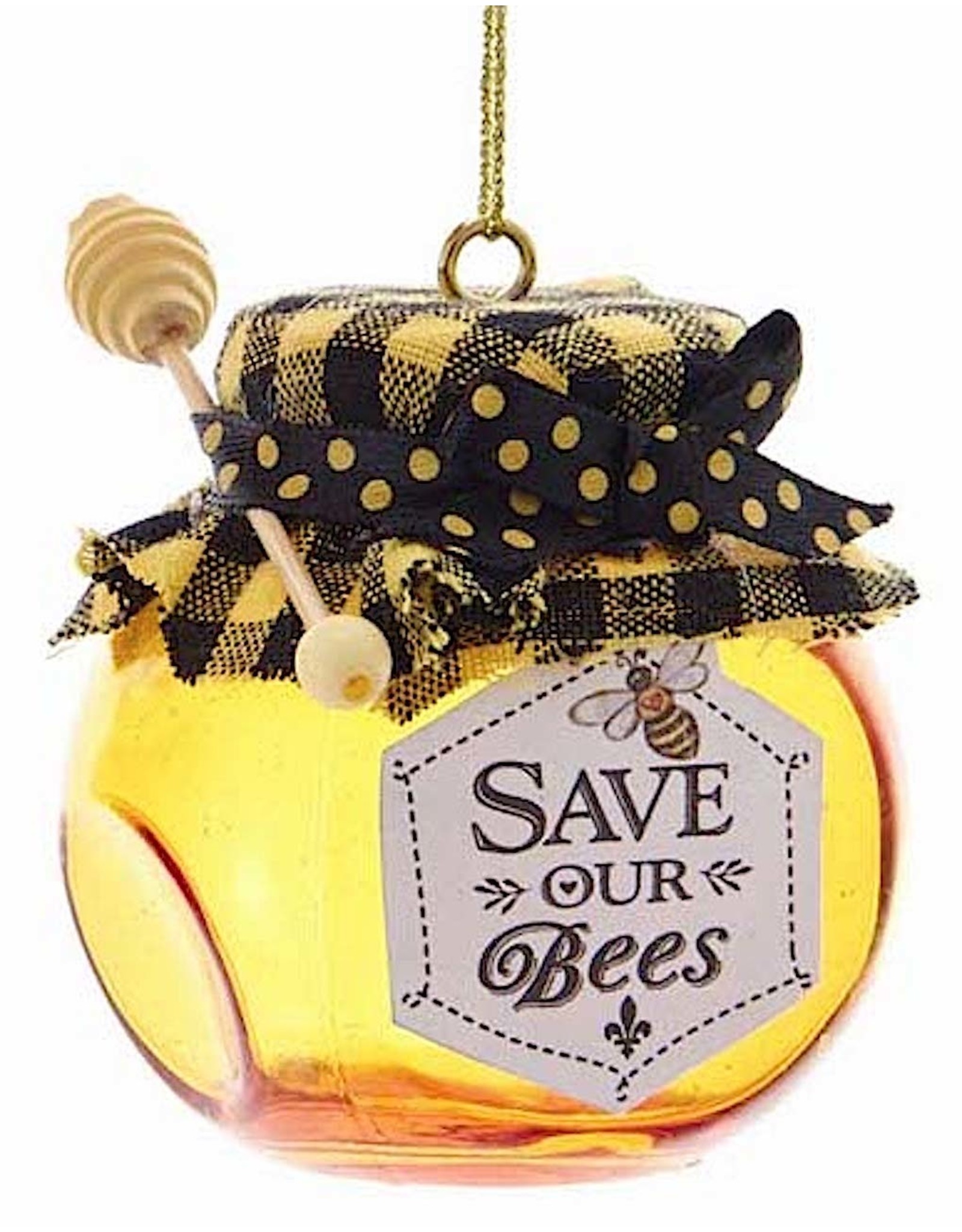 Kurt Adler Glass Honey Jar Ornament W Saying Save Our Bees
