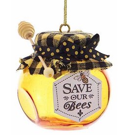 Kurt Adler Glass Honey Jar Ornament W Saying Save Our Bees