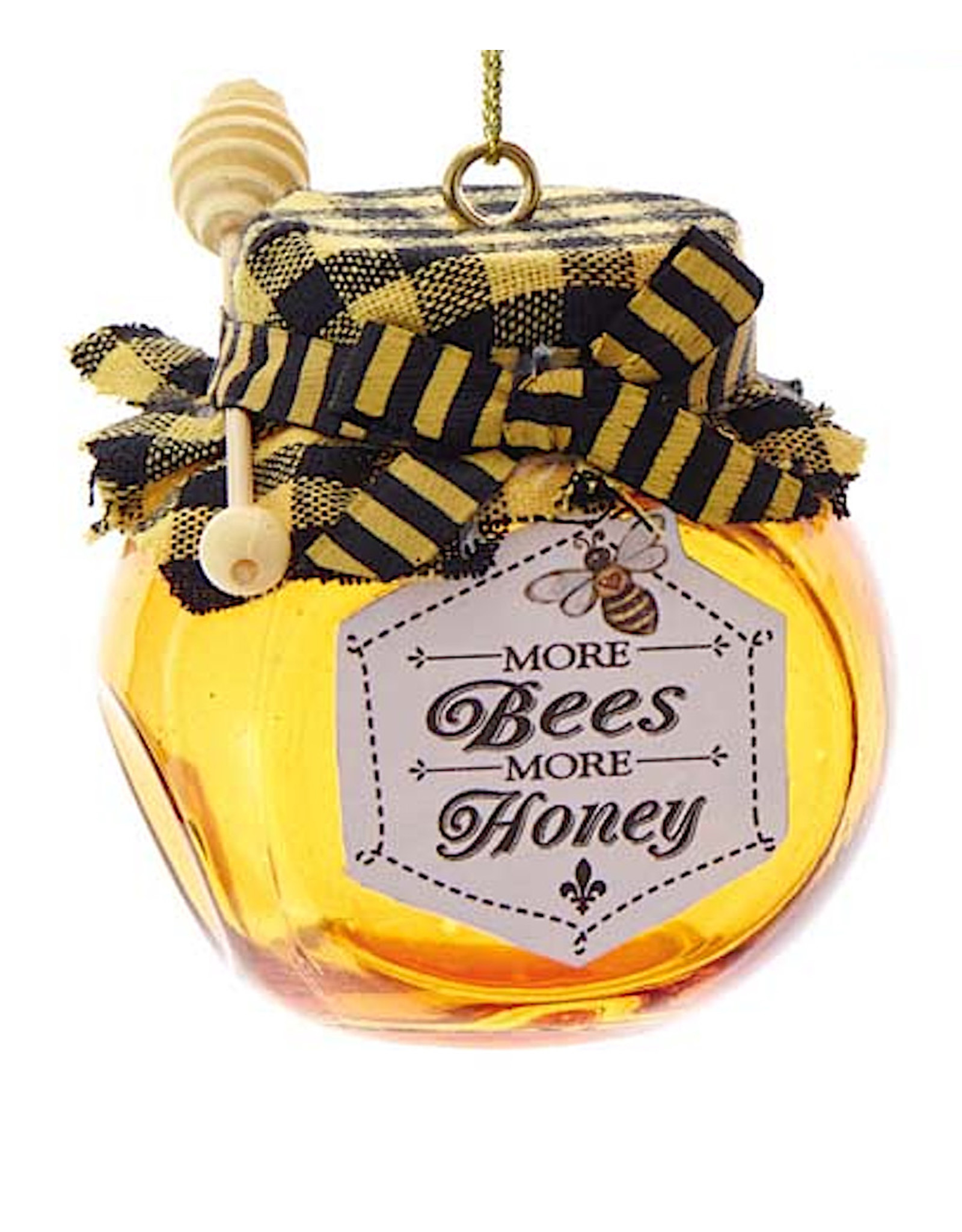 Kurt Adler Glass Honey Jar Ornament W Saying More Bees More Honey