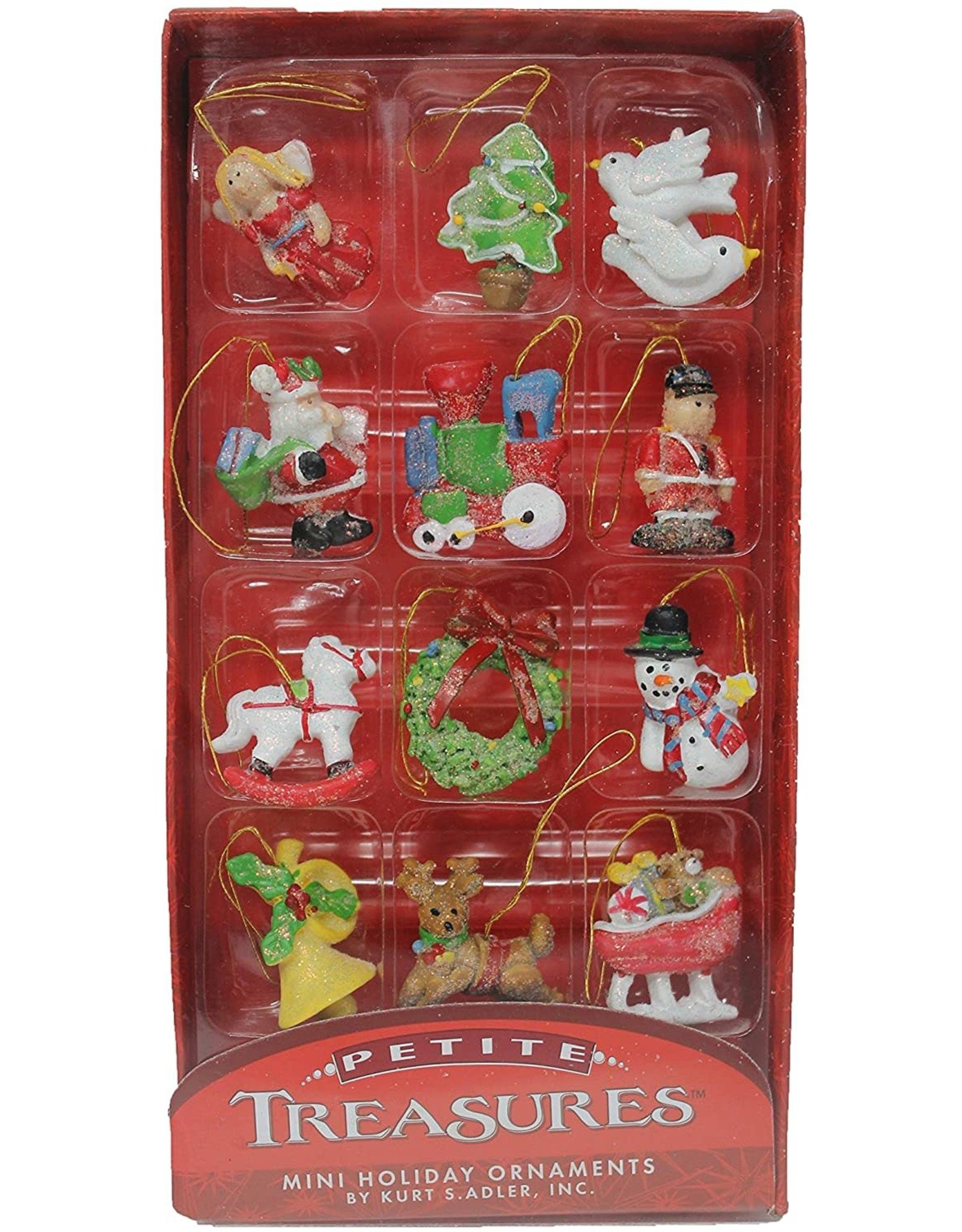 Kurt Adler Christmas Mini Tree Ornaments Petite Treasures Set of 12