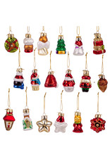 Kurt Adler Miniature Christmas Themed Glass Ornaments 18-Piece