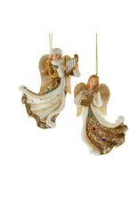 Kurt Adler Jeweled White And Gold Angel Ornaments 2 Assorted