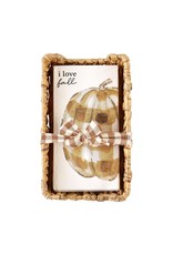 Mud Pie I Love Fall Pumpkin Guest Towel Napkin In Basket Set