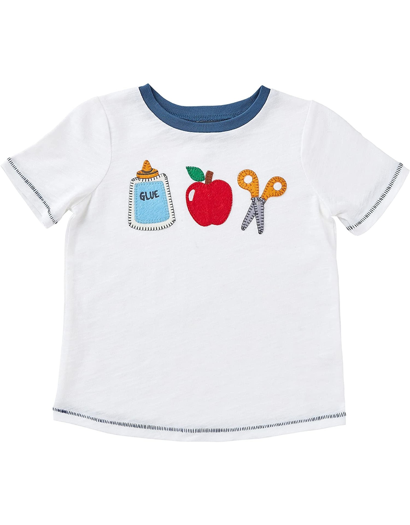 Mud Pie Back To School Tee W Glue Apple Scissors Applique 12-18 Months