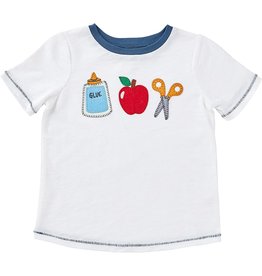 Mud Pie Back To School Tee W Glue Apple Scissors Applique 12-18 Months