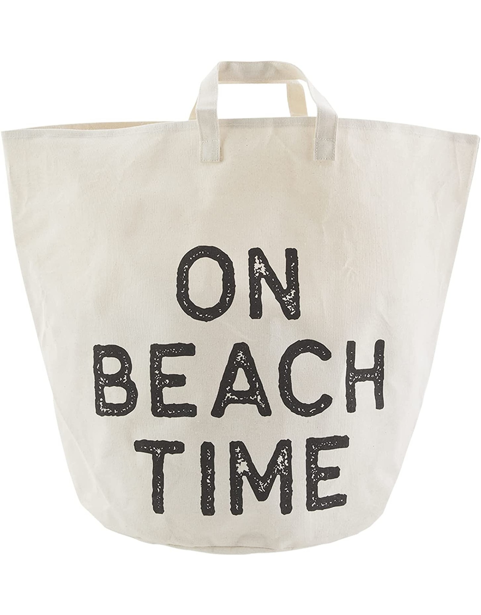 Mud Pie ON BEACH TIME Oversized Canvas Tote Beach Bag