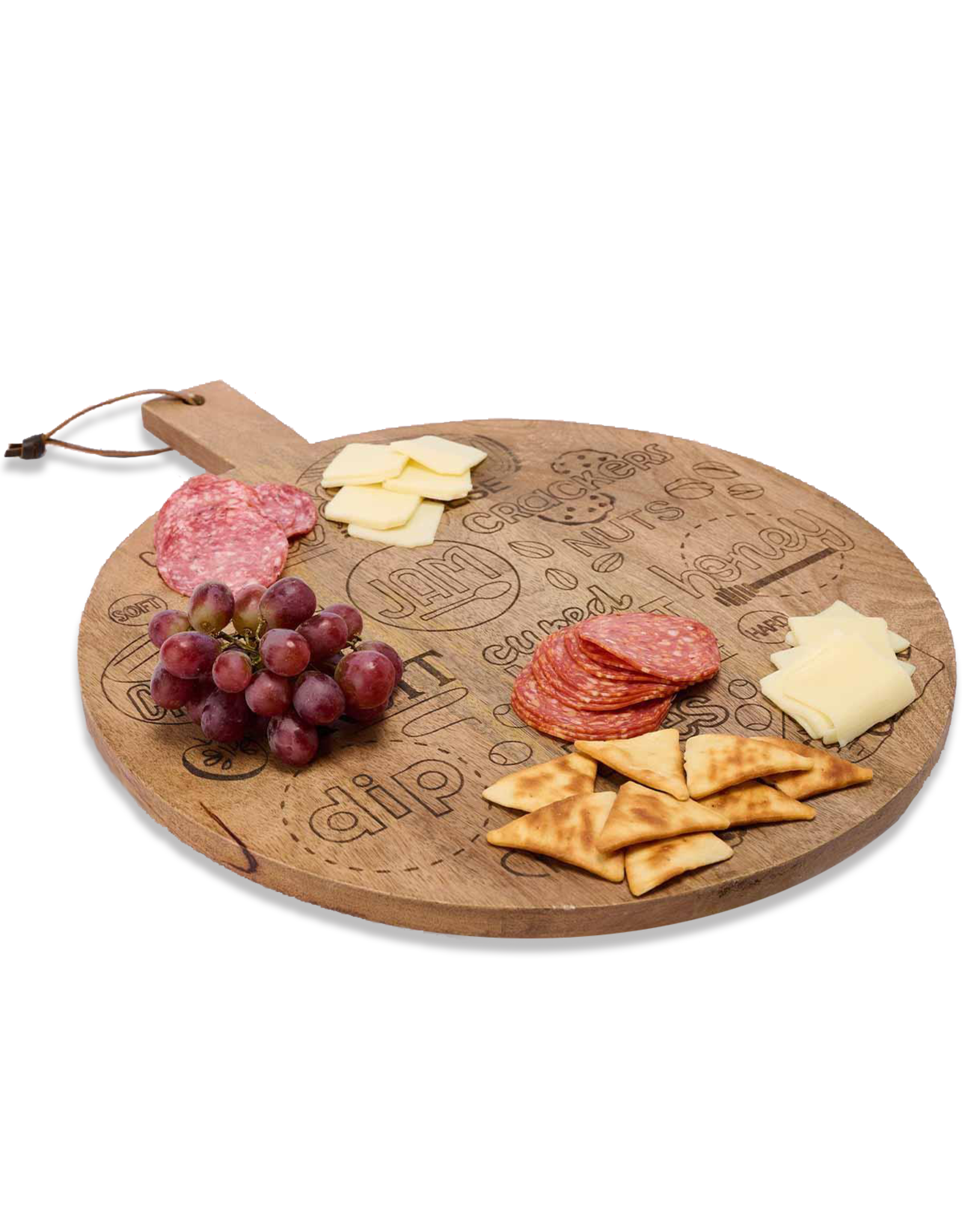 Mud Pie Charcuterie Wood Lazy Susan With Etched Charcuterie Guide