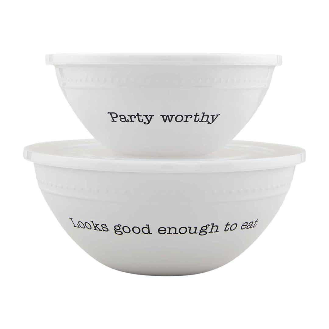 Mud Pie Melamine Outdoor Serving Bowls W Lids Set Party Worthy Digs N Gifts