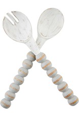 Mud Pie Beaded Wooden Serving Utensils Set | Gray