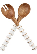 Mud Pie Beaded Wooden Serving Utensils Set | Natural