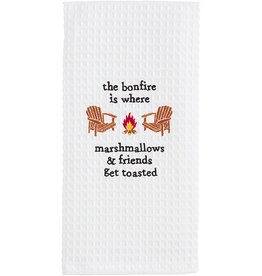Mud Pie Waffle Weave Hand Dish Towel Bonfire Friends Get Toasted